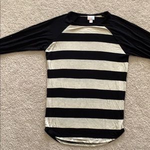 LuLaRoe baseball t-shirt, black/cream